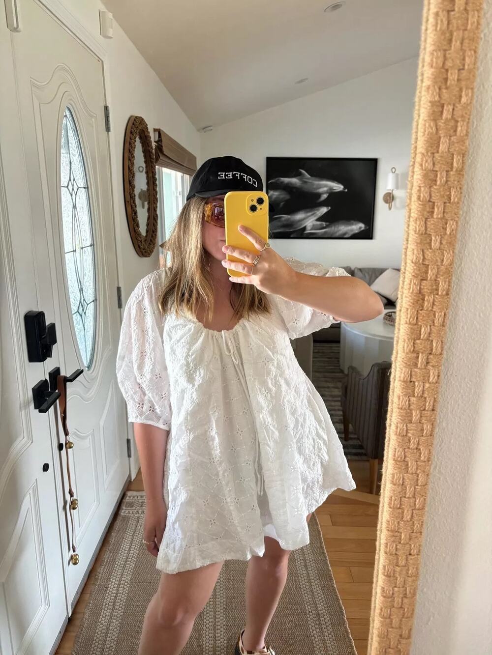Free People White Eyelt Floral Boho Romper Oversized Jumper Cotton Size Small